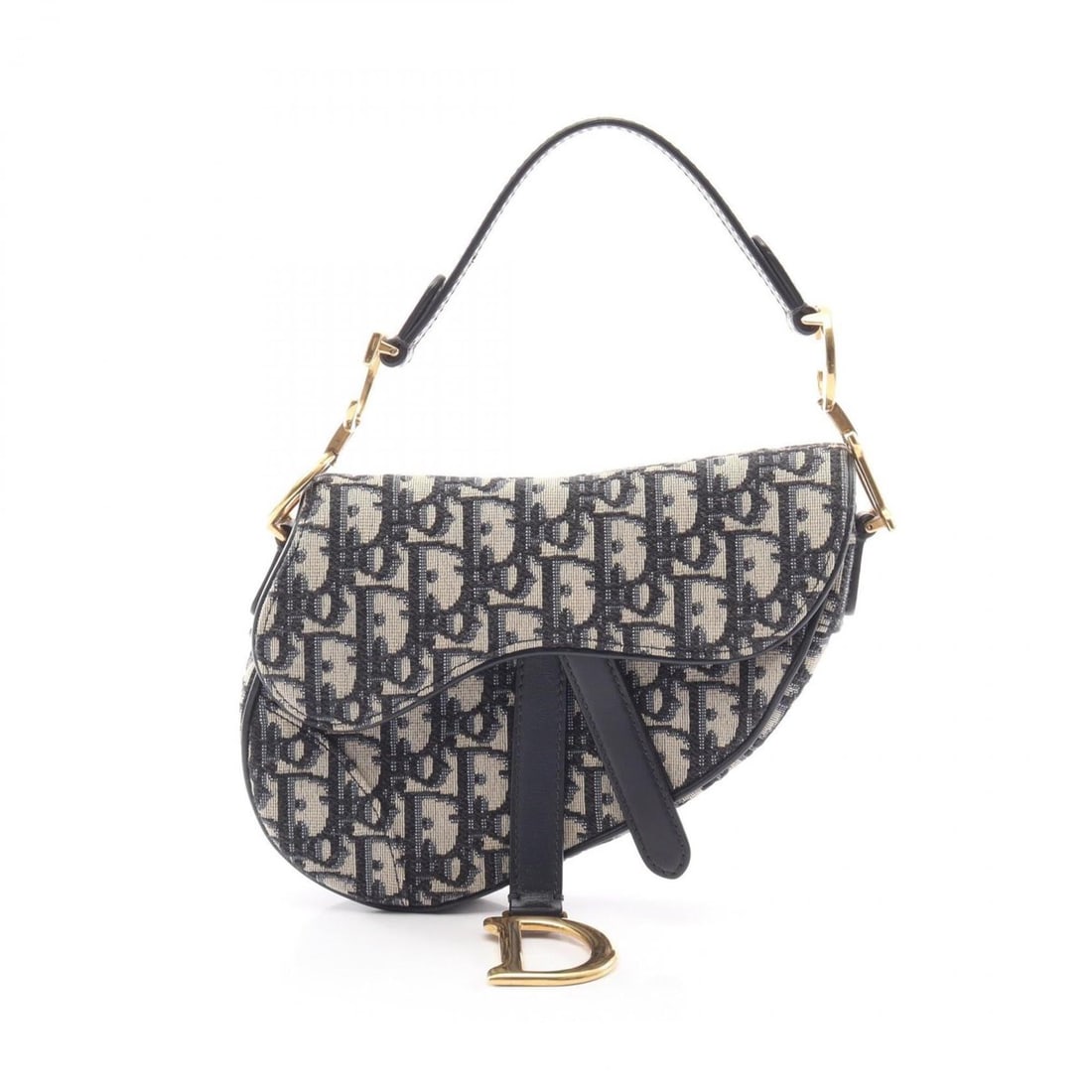 Christian Dior Dior SADDLE Oblique Handbag, Canvas and Leather, Women's, White/Navy (1 of 18)