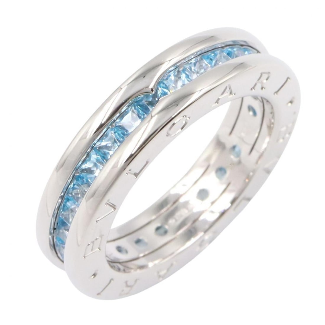BVLGARI B-zero1 Ring - Blue Topaz 18KWG (White Gold) Women's Silver/Blue Tone: --- Catalog ---Category: SizeJP Size: 9.5US Size: 5Category: DesignType: Band ringColor: Blue, SilverGender: WomenMaterial: White gold (18K)Category: GeneralBrand: Bvlgari--- Item List ---Section: Con