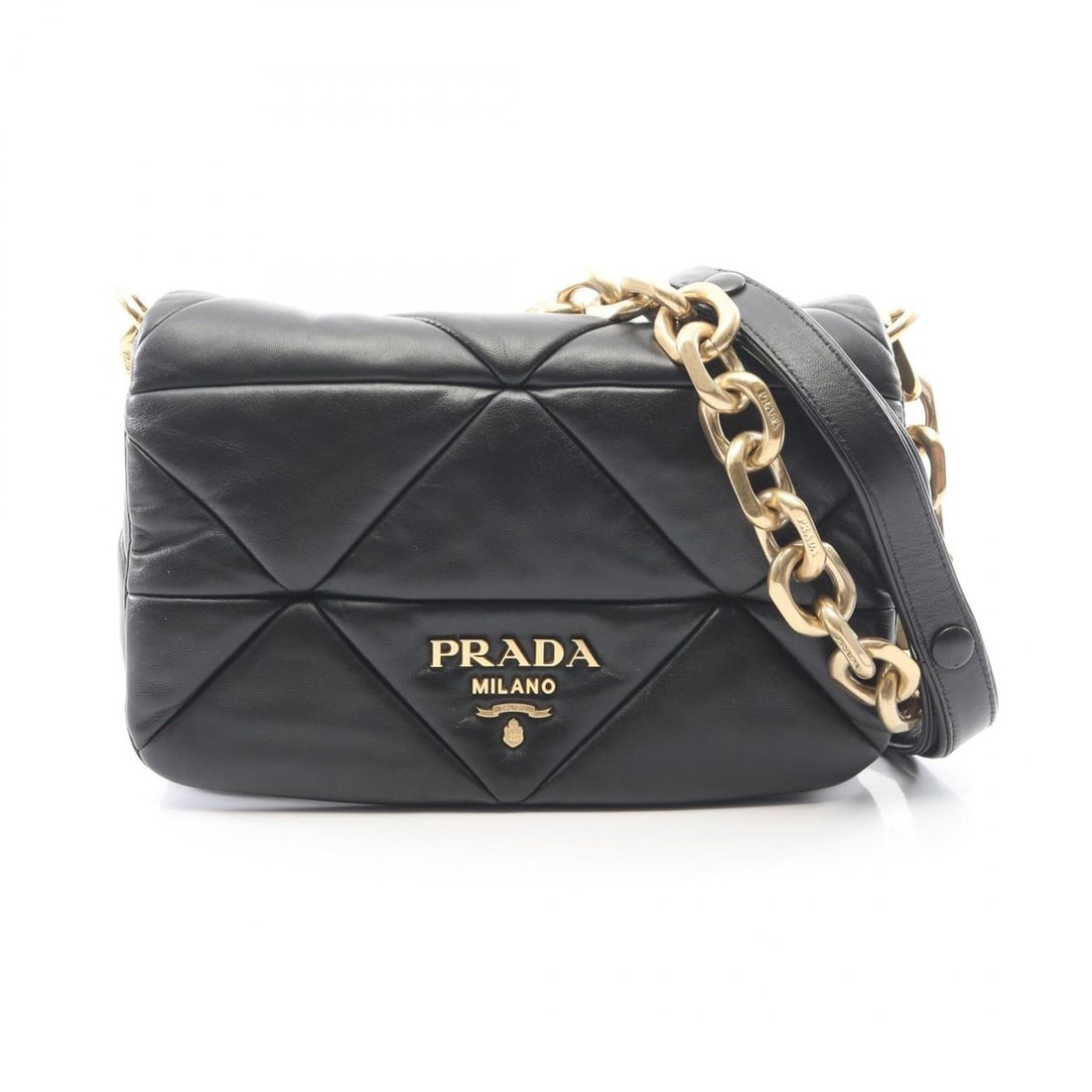 Prada Padded 2-Way Shoulder Bag/Handbag, Leather, Women's, Black (1 of 9)
