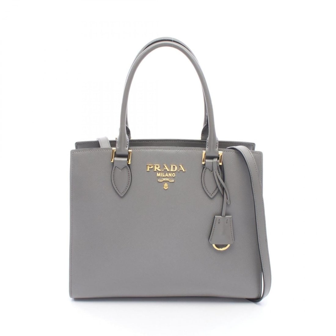 Prada PRADA 2-way tote bag/handbag, leather, women's, gray. (1 of 9)