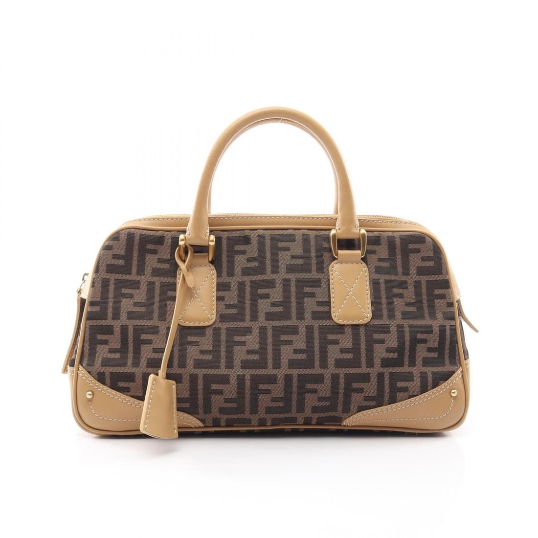 Fendi Zucca handbag, canvas and leather, women's, beige/black.: --- Catalog ---Category: SizeSize (HxWxD): 20cm x 35cm x 12.5cm / 7.87'' x 13.77'' x 4.92''Category: DesignType: HandbagColor: Beige, BlackGender: WomenMaterial: Canvas , Leather Category: GeneralBran