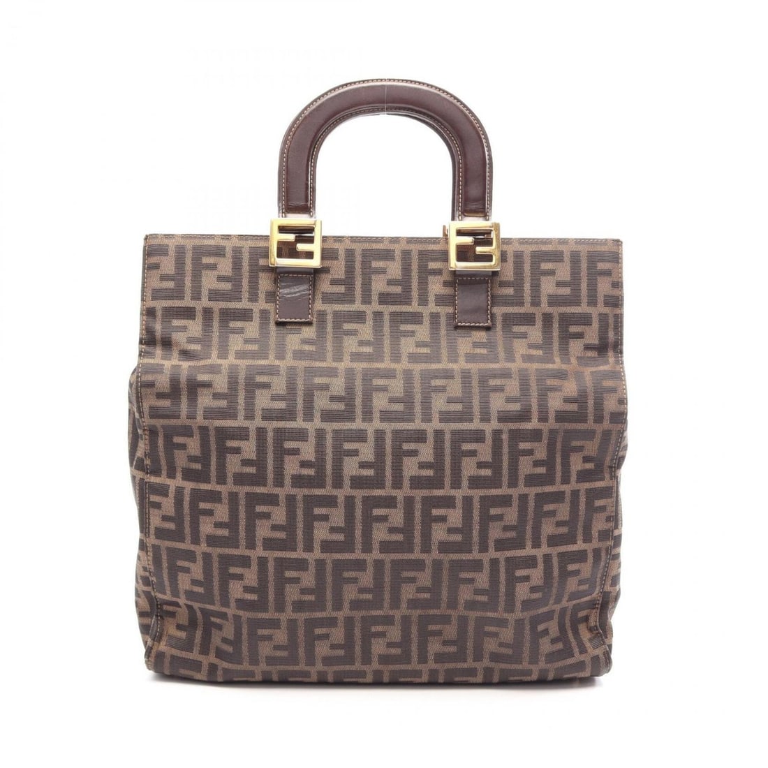 Fendi Zucca Handbag Tote Bag Canvas Leather Women's Brown/Black: --- Catalog ---Category: SizeSize (HxWxD): 34cm x 34cm x 10cm / 13.38'' x 13.38'' x 3.93''Category: DesignType: Handbag, Tote bagColor: Black, BrownGender: WomenMaterial: Canvas , Leather Category: Ge