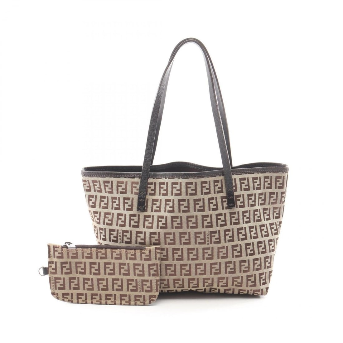 Fendi Zucca Tote Bag Handbag, Canvas and Leather, Women's, Beige/Brown, 8BH056: --- Catalog ---Category: SizeSize (HxWxD): 17cm x 21cm x 10cm / 6.69'' x 8.26'' x 3.93''Category: DesignType: Handbag, Pouch, Tote bagColor: Beige, BrownGender: WomenMaterial: Canvas , Leather Categor