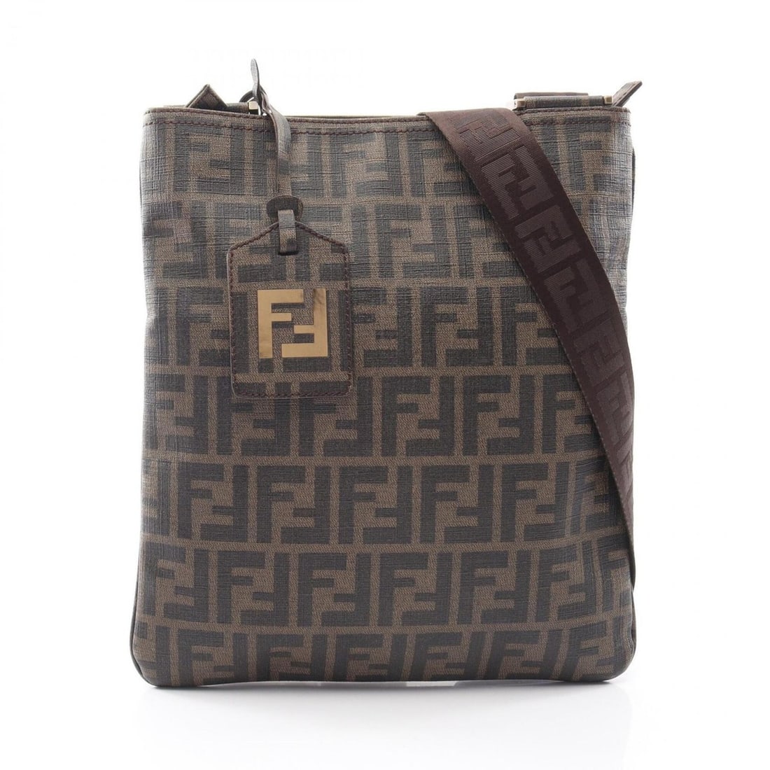 Fendi Zucca Shoulder Bag/Handbag, Coated Canvas, Men's/Women's, Brown/Black: --- Catalog ---Category: SizeSize (HxWxD): 30.5cm x 27cm x 2cm / 12'' x 10.62'' x 0.78''Category: DesignType: Handbag, Shoulder bagColor: Black, BrownGender: Men,WomenMaterial: Coated canvas Category:
