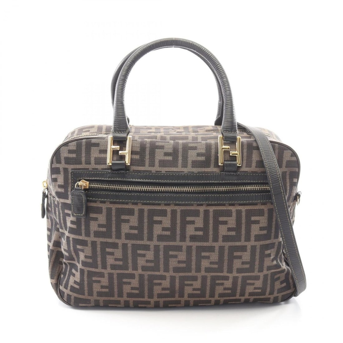 Fendi Zucca 2-Way Handbag, Canvas and Leather, Women's, Brown/Black: --- Catalog ---Category: SizeSize (HxWxD): 23cm x 33cm x 10cm / 9.05'' x 12.99'' x 3.93''Category: DesignType: HandbagColor: Black, BrownGender: WomenMaterial: Canvas , Leather Category: GeneralBrand:
