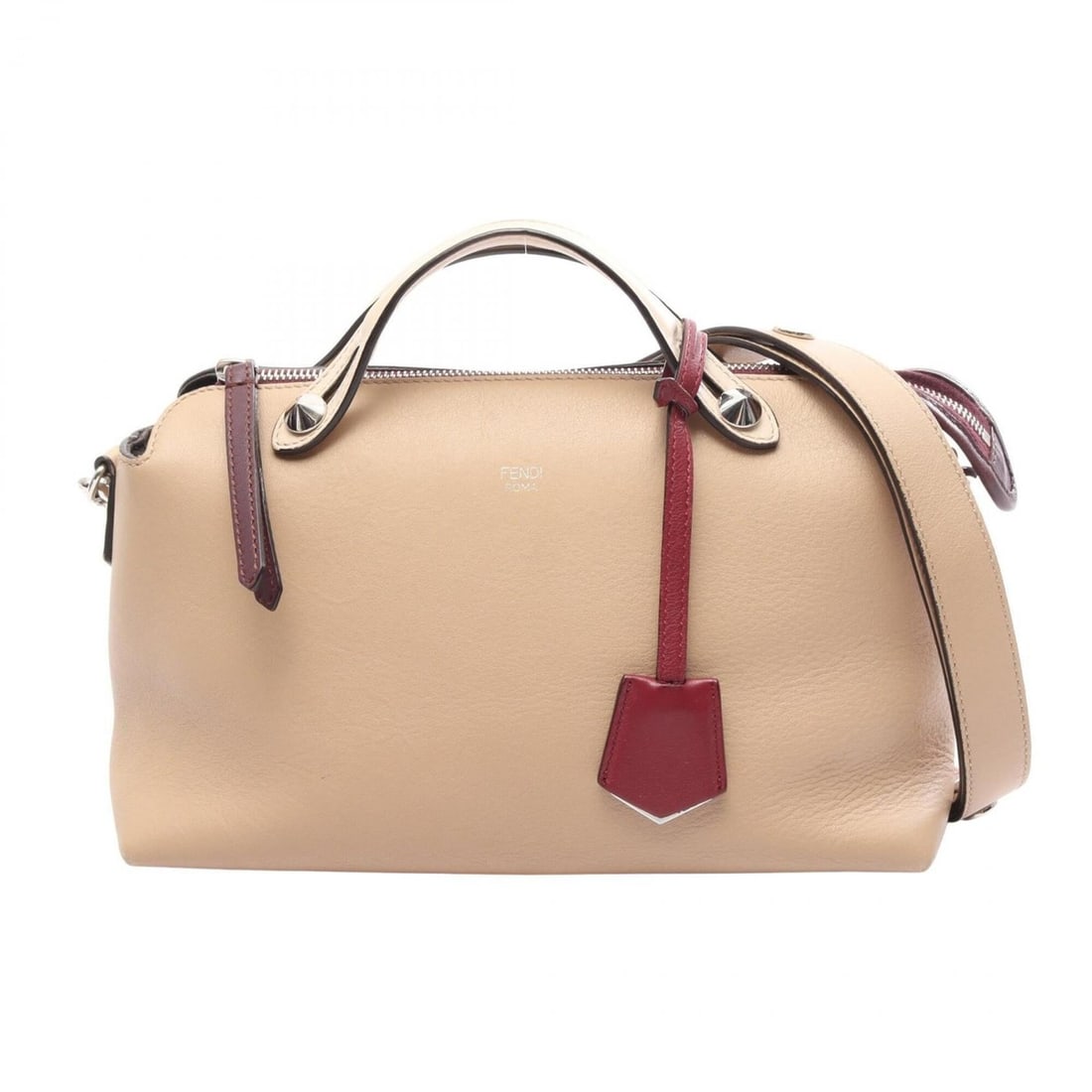 Fendi BY THE WAY MEDIUM 2-Way Handbag, Leather, Women's, Beige/Burgundy: --- Catalog ---Category: SizeSize (HxWxD): 18cm x 28cm x 12cm / 7.08'' x 11.02'' x 4.72''Category: DesignType: HandbagColor: Beige, BordeauxGender: WomenMaterial: Leather Category: GeneralBrand: Fendi