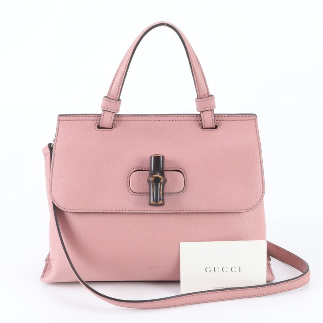 Gucci Bamboo Daily 370831 Leather 2-Way Shoulder Bag with Control Card for Women (1 of 9)