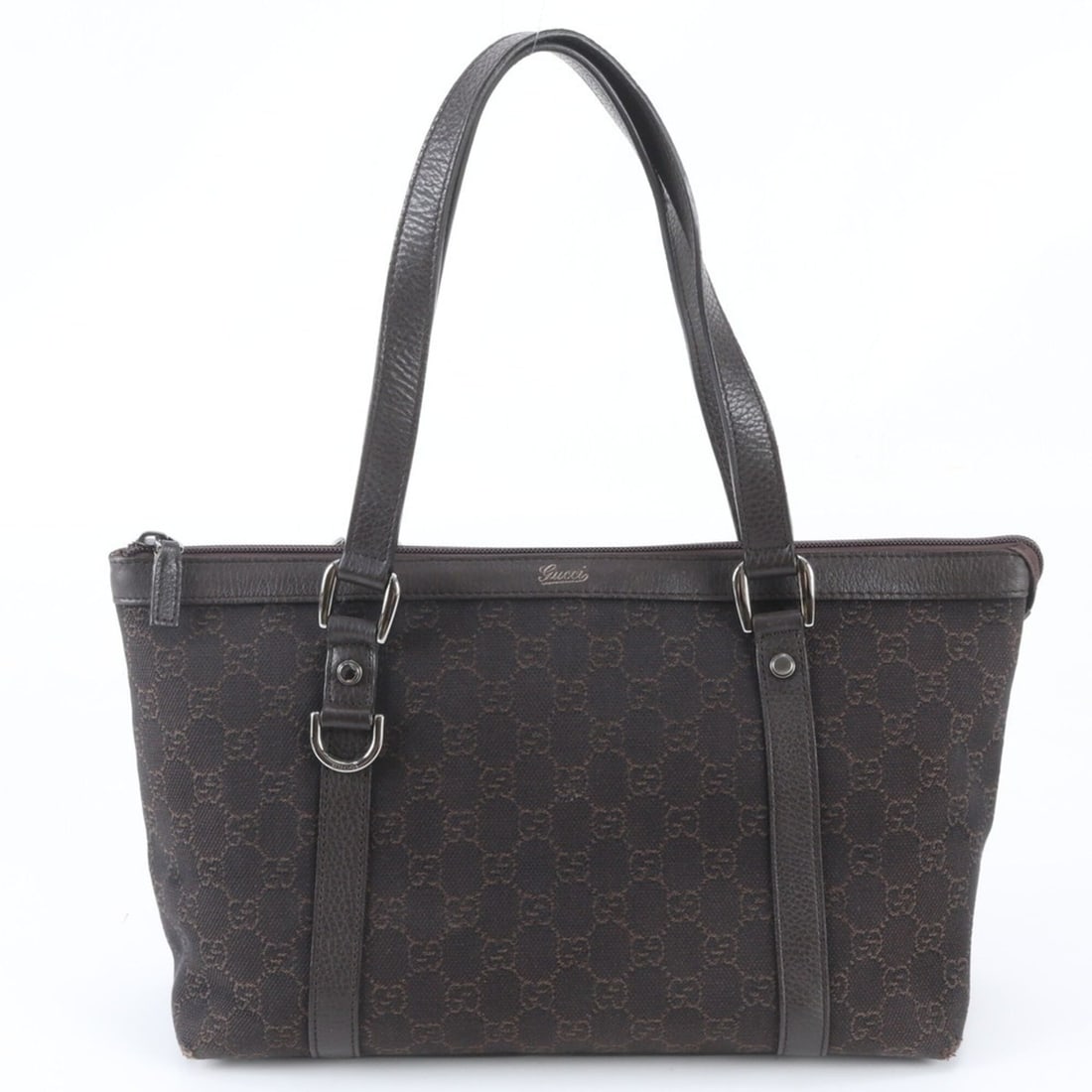 Gucci GG Canvas Abbey 268640 Leather Tote Bag Handbag Shoulder Brown Women's: --- Catalog ---Category: SizeSize (HxWxD): 21cm x 31cm x 10cm / 8.26'' x 12.2'' x 3.93''Handle Length: 52cm / 20.47''Category: DesignType: Handbag, Tote bagColor: Dark brownGender: WomenMaterial: Leat