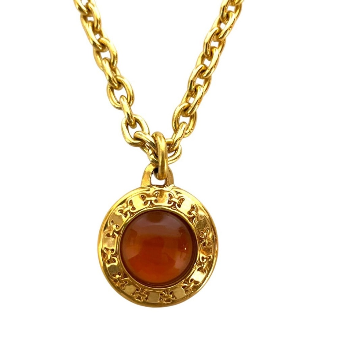 Salvatore Ferragamo Colored Stone Chain Necklace GP Gold Color Women's: --- Catalog ---Category: SizePendant Size: 3.3mm x 2.3mm / 0.12'' x 0.09''Neck Circumference: 43 cm / 16.92''Category: DesignColor: Gold, OrangeGender: WomenNecklace Type: NecklaceCategory: GeneralBra