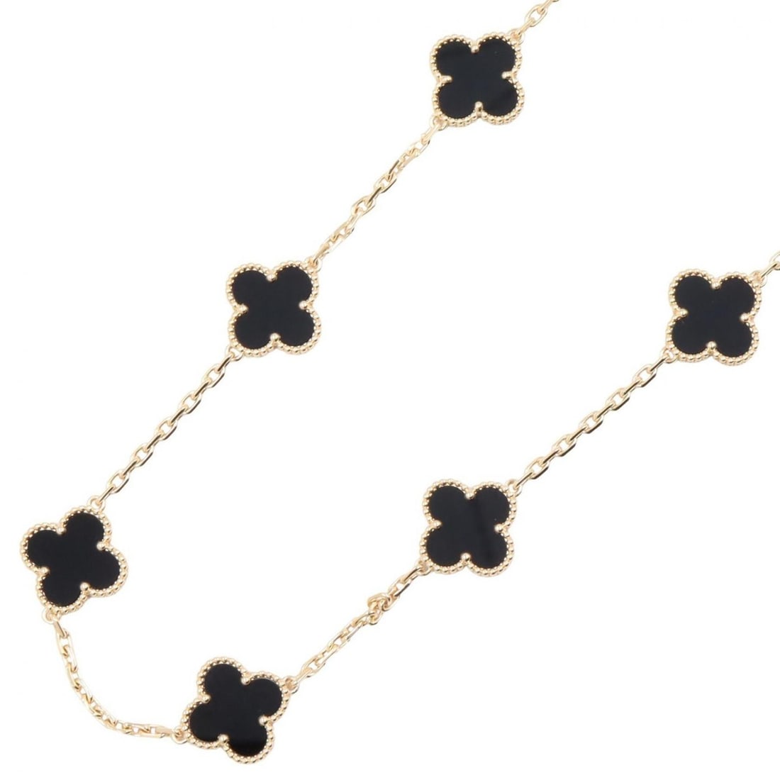 Van Cleef & Arpels Vintage Alhambra 20 Motif Necklace, 18K (Yellow Gold) Onyx, Women's, Gold/Black: --- Catalog ---Category: SizePendant Size: 15mm x 15mm / 0.59'' x 0.59''Neck Circumference: 85 cm / 33.46''Category: DesignColor: Black, GoldGender: WomenMaterial: Yellow gold (18K)Necklace Type: Neck
