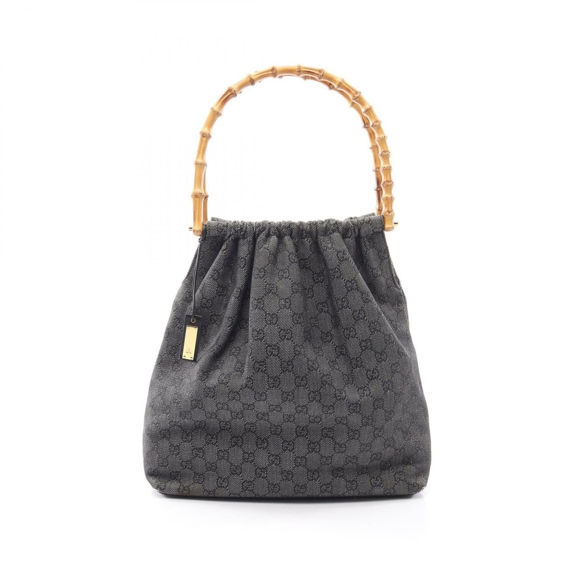 Gucci Bamboo GG Pattern Shoulder Bag/Handbag, Canvas and Leather, Women's, Navy, 92709: --- Catalog ---Category: SizeSize (HxWxD): 33cm x 32cm x 10cm / 12.99'' x 12.59'' x 3.93''Category: DesignType: Handbag, Shoulder bagColor: NavyGender: WomenMaterial: Canvas , Leather Category: Genera