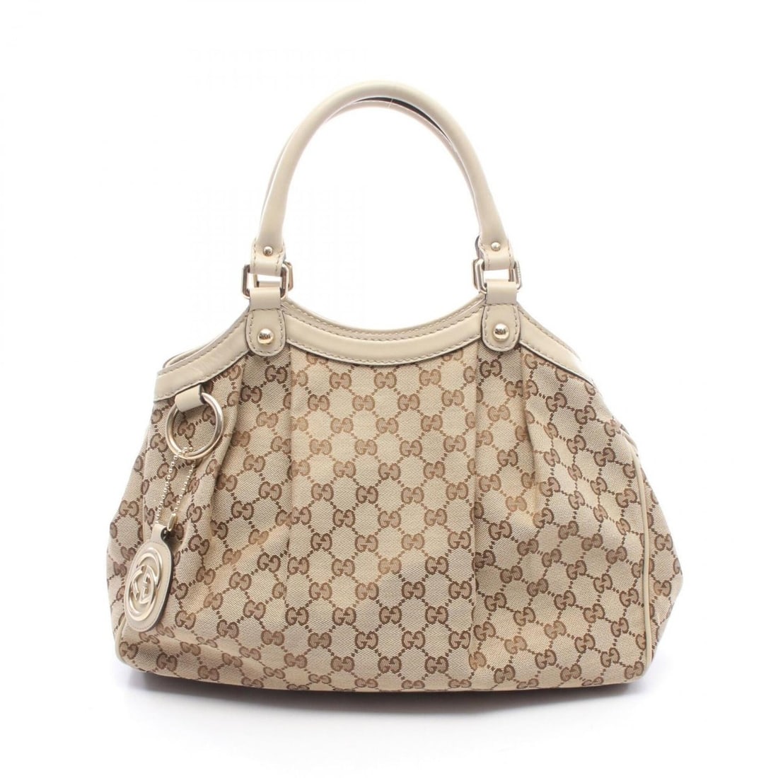 Gucci Sukey Handbag, Canvas and Leather, Women's, Beige, Brown, White, Item No. 211944: --- Catalog ---Category: SizeSize (HxWxD): 25cm x 35cm x 11.5cm / 9.84'' x 13.77'' x 4.52''Category: DesignType: HandbagColor: Beige, Brown, WhiteGender: WomenMaterial: Canvas , Leather Category: Gene