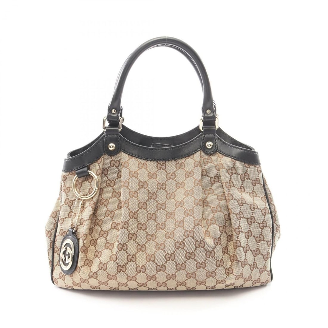 Gucci Sukey GG Canvas Handbag, and Leather, Women's, Beige/Black, 211944 (1 of 11)