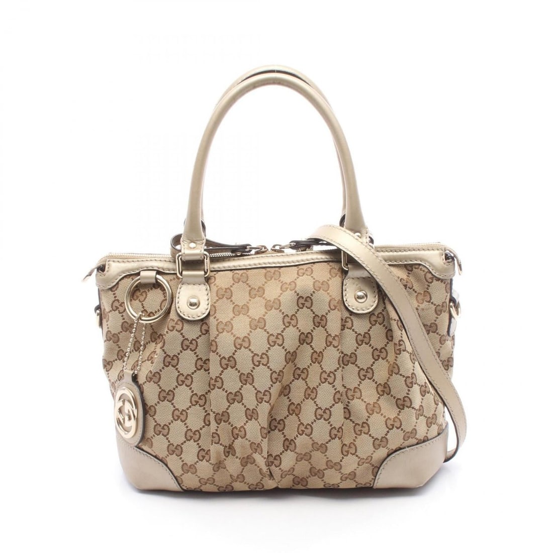 Gucci Sukey GG Canvas 2-Way Handbag - and Leather Women's Beige, Brown, Gold 247902: --- Catalog ---Category: SizeSize (HxWxD): 23cm x 29cm x 13cm / 9.05'' x 11.41'' x 5.11''Category: DesignType: HandbagColor: Beige, BrownGender: WomenMaterial: GG canvas , Leather Category: GeneralMPN