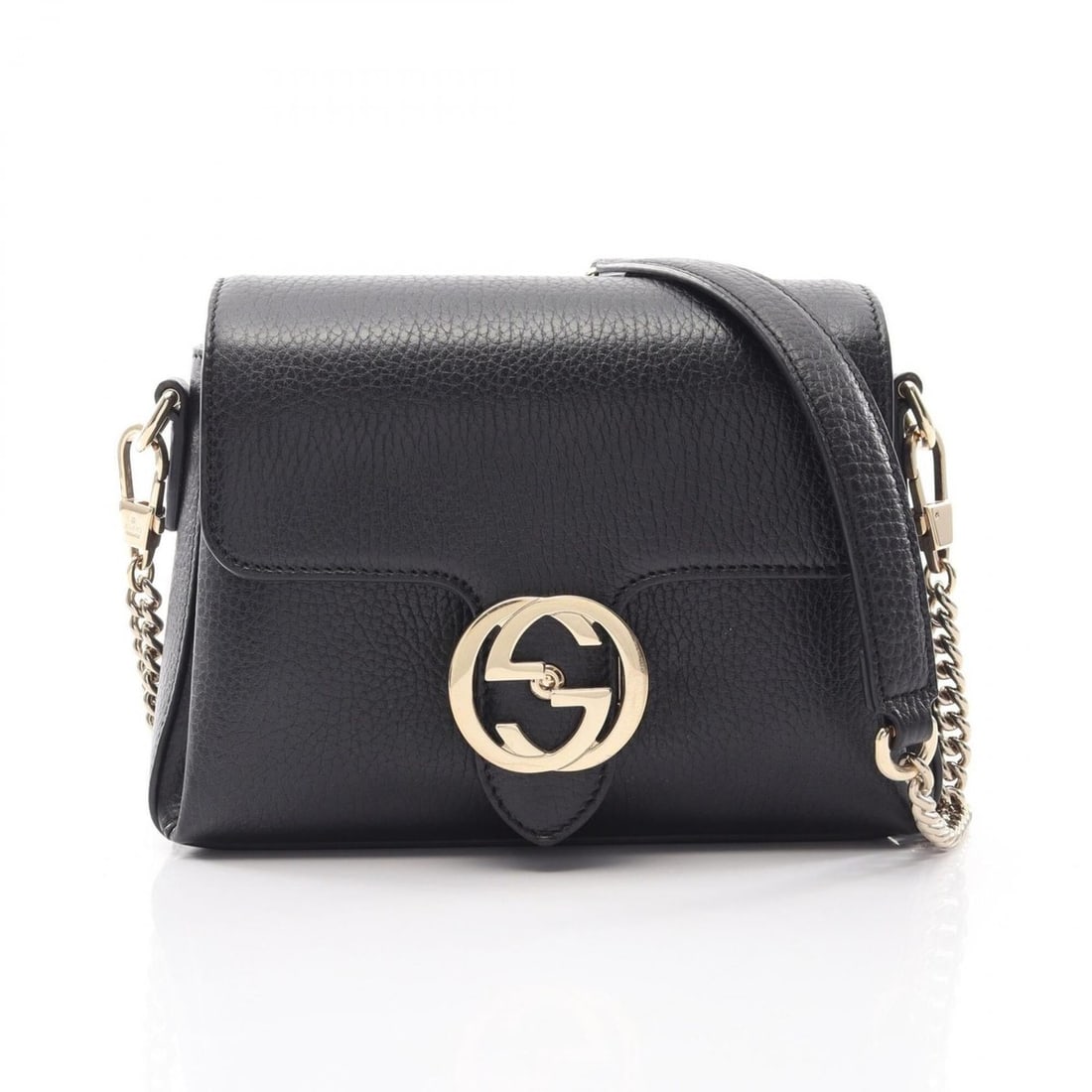 Gucci Interlocking G Shoulder Bag Handbag Leather Women's Black 607720: --- Catalog ---Category: SizeSize (HxWxD): 15cm x 20cm x 6.5cm / 5.9'' x 7.87'' x 2.55''Category: DesignType: Handbag, Shoulder bagColor: BlackGender: WomenMaterial: Leather Category: GeneralMPN: 6077