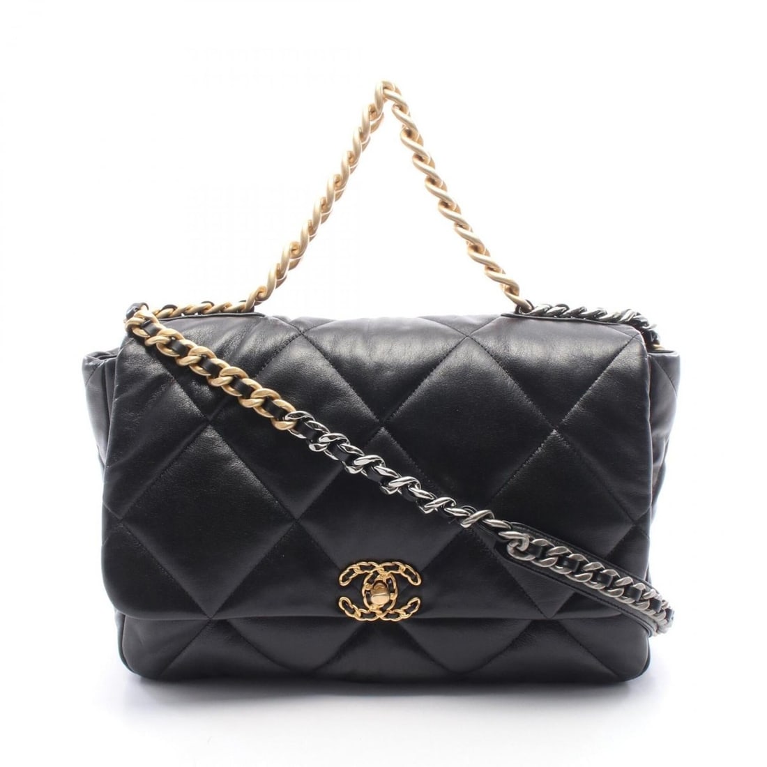 Chanel 19 Dixneuf Maxi 2-Way Shoulder Bag/Handbag, Leather, Women's, Black (1 of 18)