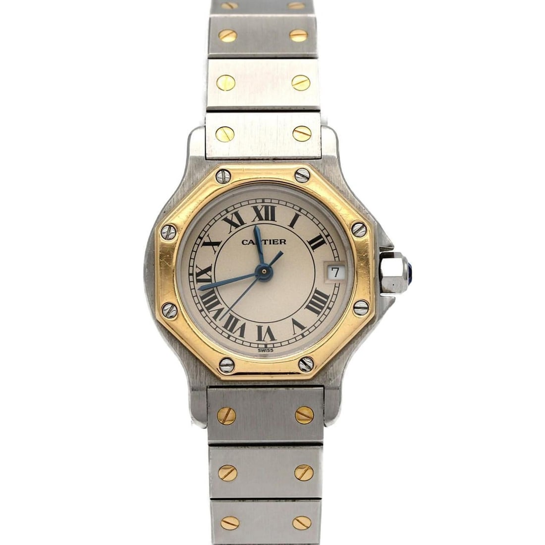 Cartier Santos Octagon SM Two-Tone W2001683 SSxYG Quartz Watch: --- Catalog ---Category: SizeWrist Size: 15.5cm / 6.1''Case Diameter: 24mm / 0.94''Category: DesignType: WristwatchGender: WomenColor (Dial): SilverMaterial (Band): Stainless steel, Yellow goldMateria