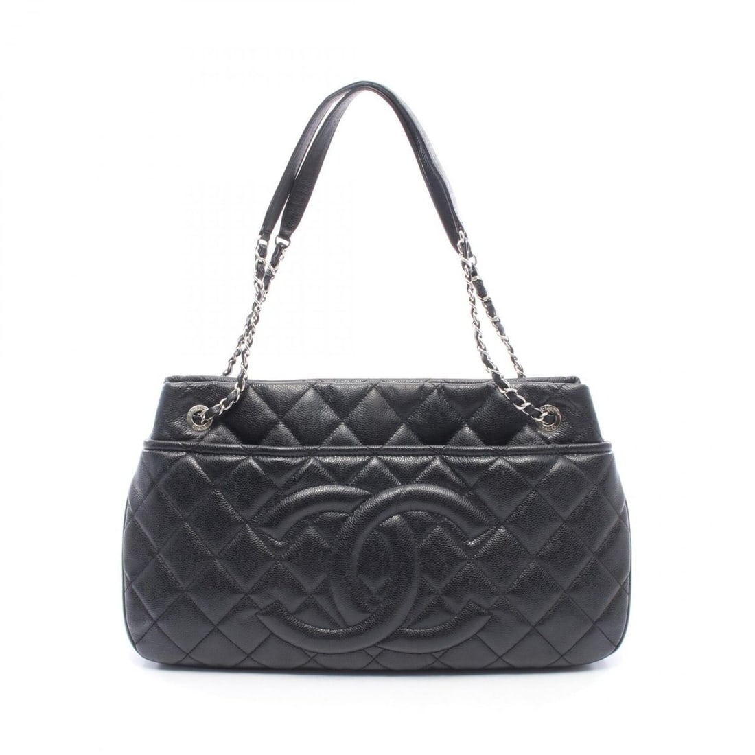 Chanel Matelassé Coco Mark Tote Bag Handbag, Caviar Leather (Grained Calfskin), Women's, Black: --- Catalog ---Category: SizeSize (HxWxD): 24cm x 38.5cm x 14cm / 9.44'' x 15.15'' x 5.51''Category: DesignType: Handbag, Tote bagColor: BlackGender: WomenMaterial: Grained Calfskin Category: GeneralB