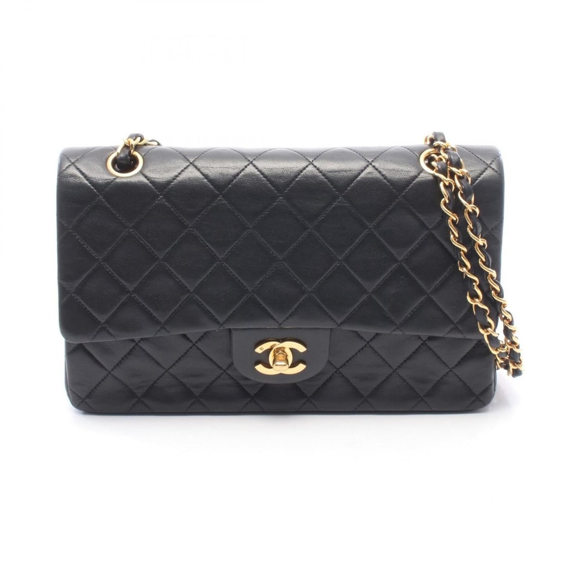 Chanel Matelassé Double Flap Shoulder Bag/Handbag, Lambskin Leather, Women's, Black (1 of 10)