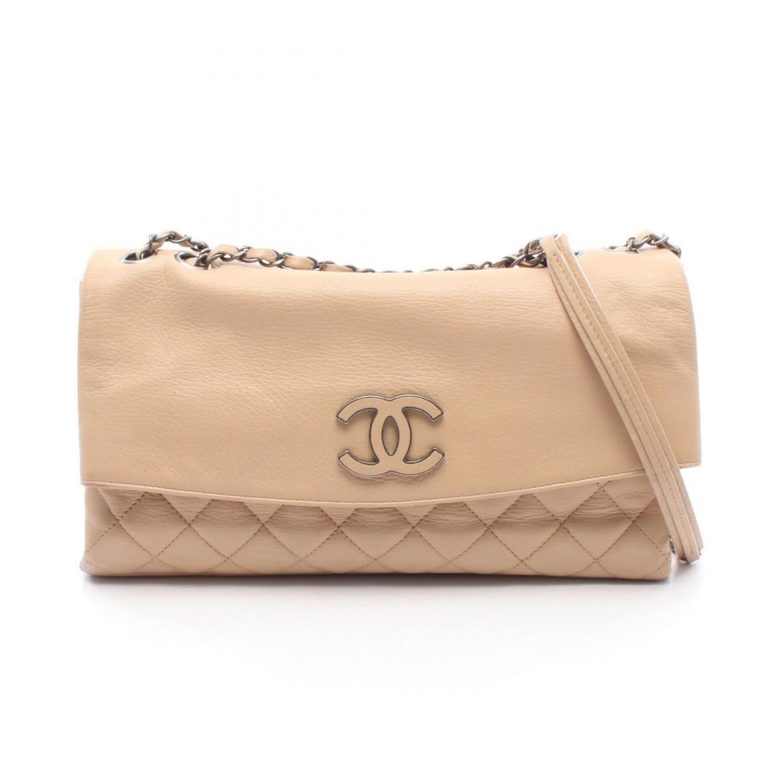 Chanel Matelassé Shoulder Bag/Handbag, Lambskin Leather, Women's, Beige: --- Catalog ---Category: SizeSize (HxWxD): 19cm x 32cm x 11cm / 7.48'' x 12.59'' x 4.33''Category: DesignType: Handbag, Shoulder bagColor: BeigeGender: WomenMaterial: Leather Leather/Fur Type: Lambski