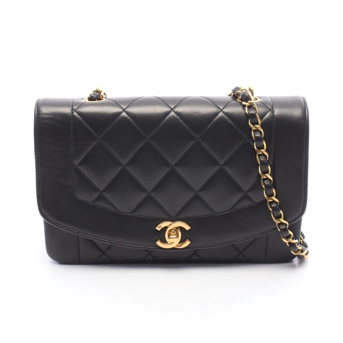 Chanel Matelassé Diana Flap Shoulder Bag/Handbag, Lambskin Leather, Women's, Black (A01164): --- Catalog ---Category: SizeSize (HxWxD): 14cm x 22cm x 7cm / 5.51'' x 8.66'' x 2.75''Category: DesignType: Handbag, Shoulder bagColor: BlackGender: WomenMaterial: Leather Leather/Fur Type: LambskinC