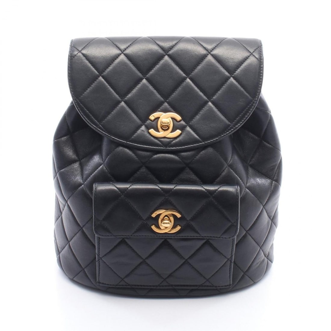 Chanel Matelassé Turnlock Chain Backpack/Handbag, Lambskin Leather, Women's, Black: --- Catalog ---Category: SizeSize (HxWxD): 24cm x 21cm x 9.5cm / 9.44'' x 8.26'' x 3.74''Category: DesignType: Backpack, HandbagColor: BlackGender: WomenMaterial: Leather Leather/Fur Type: LambskinCat