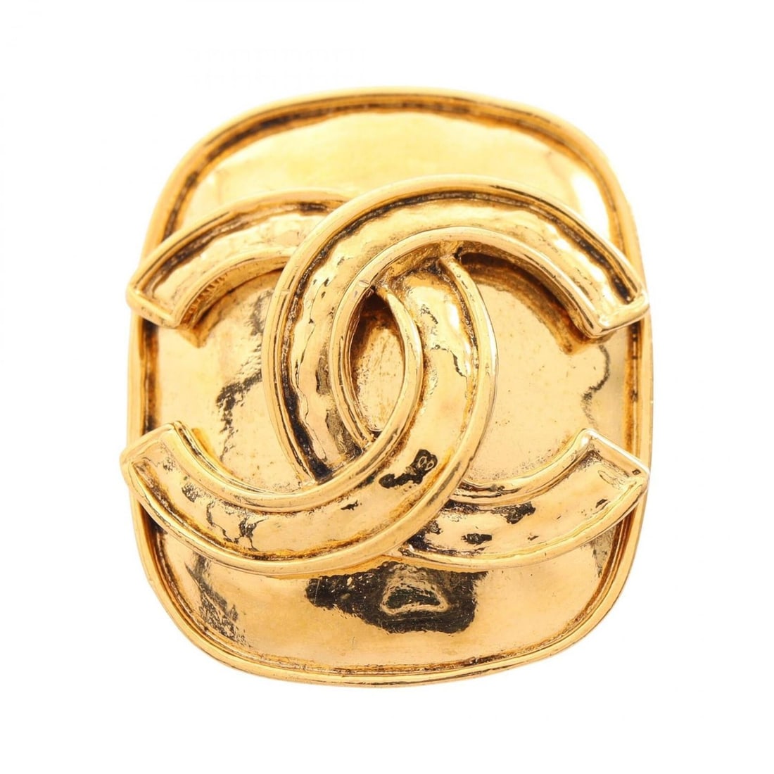 Chanel Coco Mark Rectangle Brooch, Gold Plated (GP), Women's, Tone (1 of 9)