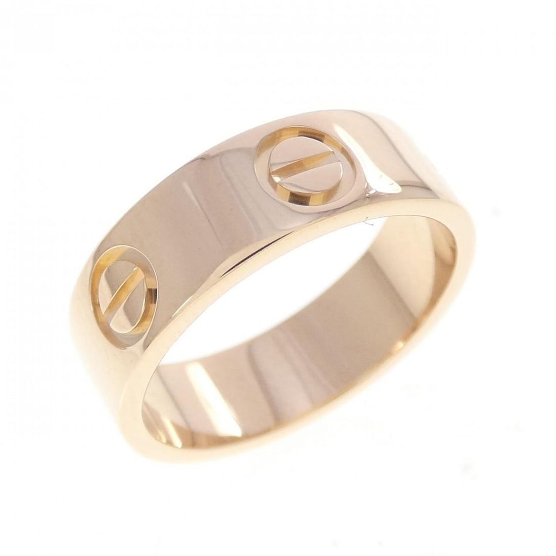 Cartier Love Ring: --- Catalog ---Category: SizeUS Size: 5Brand Size: 49Category: DesignType: Band ringGender: WomenMaterial: Pink gold (18K)Category: GeneralBrand: Cartier--- Item List ---Section: ConditionRanking: Ran