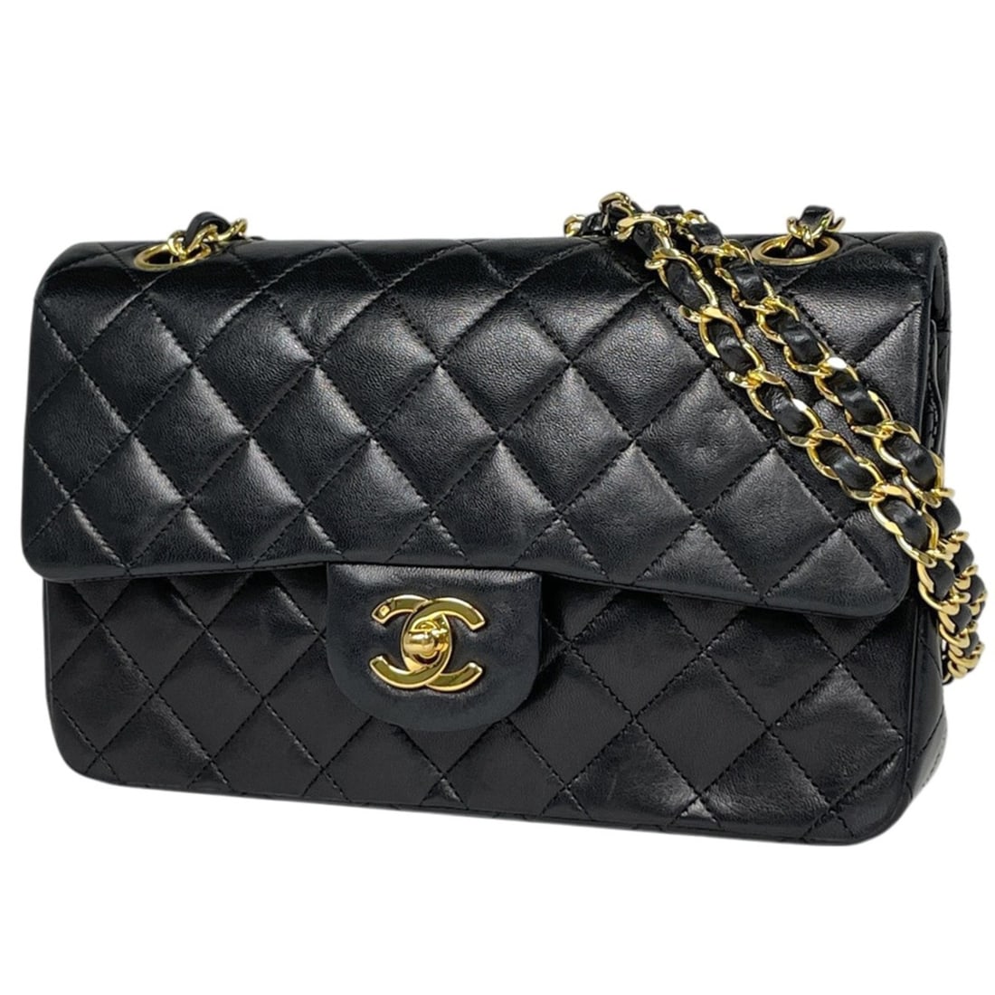 Chanel Matelassé Shoulder Bag, Coco Mark, Double Flap, Leather, Black, A01113, Women's (1 of 11)