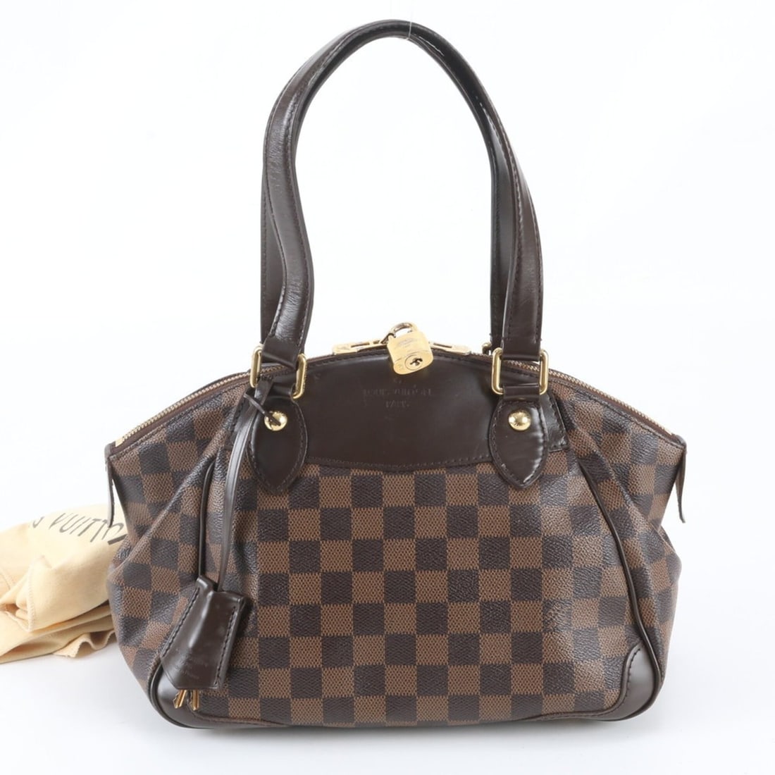 Louis Vuitton Damier Verona PM N41117 Leather Handbag Tote Bag Brown Women's: --- Catalog ---Category: SizeSize (HxWxD): 20cm x 32cm x 15cm / 7.87'' x 12.59'' x 5.9''Category: DesignType: Handbag, Tote bagColor: EbeneGender: WomenMaterial: Leather , Coated canvas Category: Gene