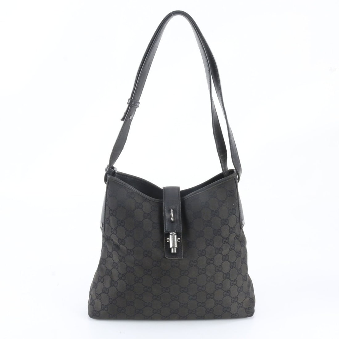 Gucci GG Canvas New Jackie 110291 Leather Shoulder Bag Tote Black Women's: --- Catalog ---Category: SizeSize (HxWxD): 26cm x 29cm x 7cm / 10.23'' x 11.41'' x 2.75''Category: DesignType: Shoulder bag, Tote bagColor: BlackGender: WomenMaterial: Leather , Canvas Category: Gener