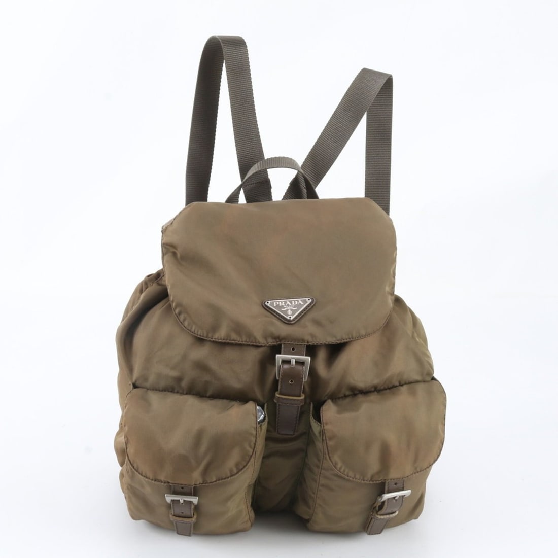 Prada white tag included. Tessuto nylon with triangle logo. Leather backpack/shoulder bag/handbag: --- Catalog ---Category: SizeSize (HxWxD): 33cm x 30cm x 13cm / 12.99'' x 11.81'' x 5.11''Category: DesignType: BackpackColor: BeigeGender: WomenMaterial: Nylon , Leather Category: GeneralBrand: Prada
