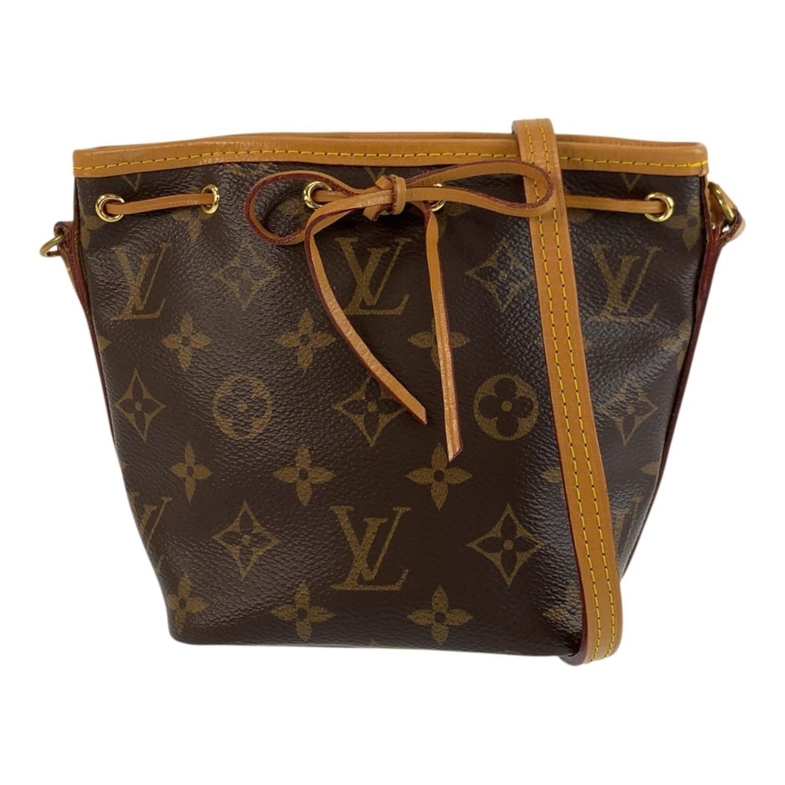 LOUIS VUITTON Louis Vuitton Monogram Nano Noe Brown Gold Hardware Leather Shoulder Bag Pouch Women's: --- Catalog ---Category: SizeSize (HxWxD): 15cm x 12.5cm x 9cm / 5.9'' x 4.92'' x 3.54''Category: DesignType: Pochette, Shoulder bagColor: BrownGender: WomenMaterial: Monogram Category: GeneralMPN: M4