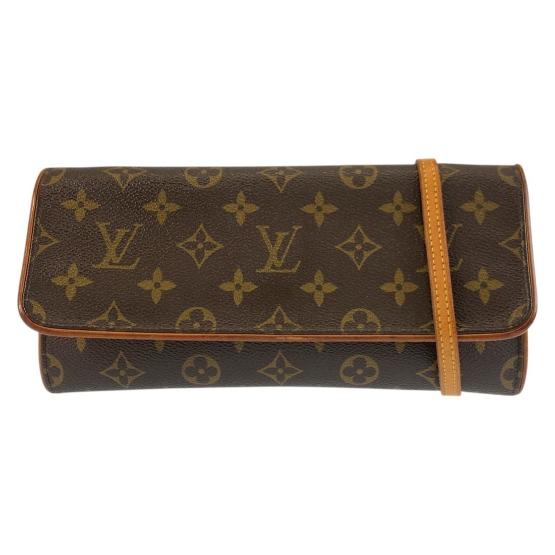 LOUIS VUITTON Vintage Monogram Pochette Twin GM Brown Gold Hardware Leather Shoulder Bag Women's: --- Catalog ---Category: SizeSize (HxWxD): 11.5cm x 24cm x 2.5cm / 4.52'' x 9.44'' x 0.98''Category: DesignType: Pochette, Shoulder bagColor: BrownGender: WomenMaterial: PVC , Leather Category: Genera