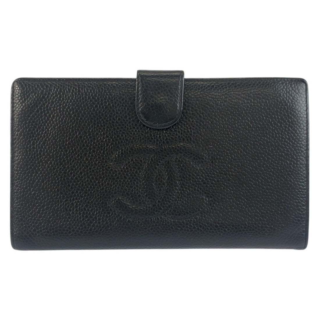 CHANEL Coco Mark Black Leather Long Wallet with Gold Hardware for Women: --- Catalog ---Category: SizeSize (HxWxD): 10cm x 17.5cm x 1.5cm / 3.93'' x 6.88'' x 0.59''Category: DesignType: Long wallet (bi-fold)Color: BlackGender: WomenMaterial: Leather Category: GeneralBrand: