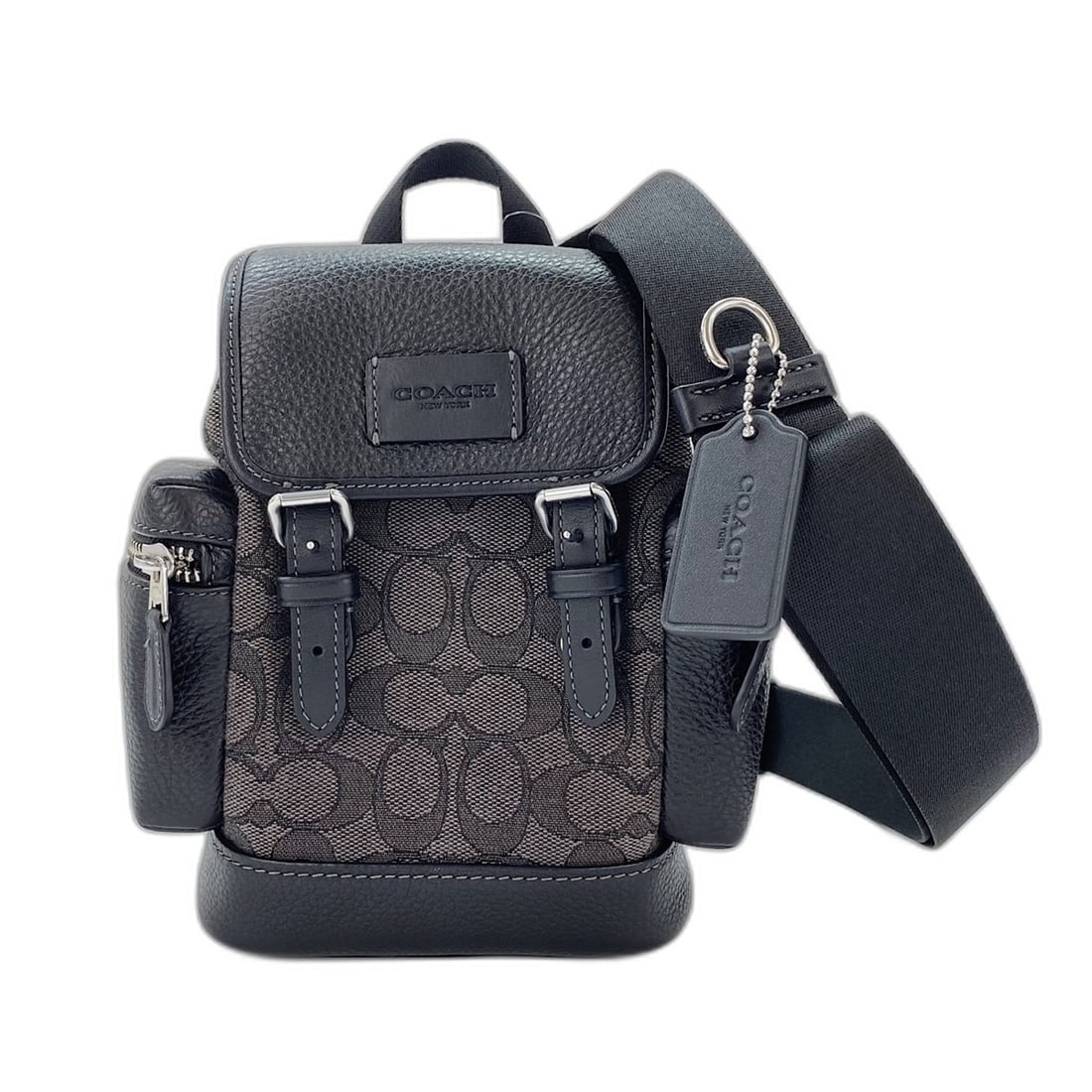 Coach Sprint Jacquard 2-Way Body Bag, Leather, Black: --- Catalog ---Category: SizeSize (HxWxD): 20cm x 12cm x 6cm / 7.87'' x 4.72'' x 2.36''Category: DesignType: Sling bagColor: BlackGender: MenMaterial: Leather Category: GeneralBrand: Coach--- Item Lis