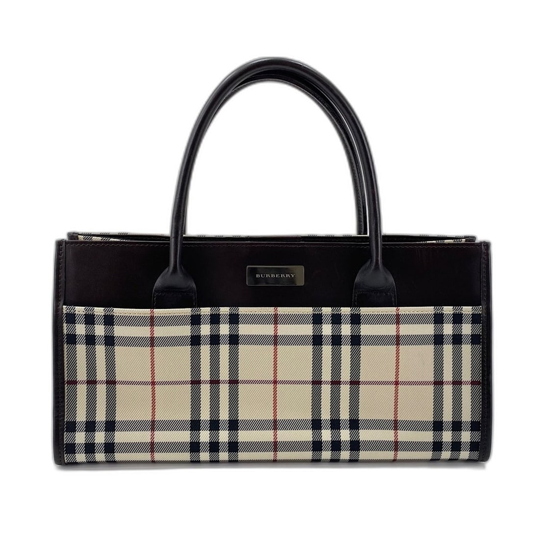 Burberry Nova Check Canvas Handbag, Brown: --- Catalog ---Category: SizeSize (HxWxD): 16cm x 30cm x 8cm / 6.29'' x 11.81'' x 3.14''Category: DesignType: HandbagColor: BrownGender: WomenMaterial: Canvas Category: GeneralBrand: Burberry--- Item