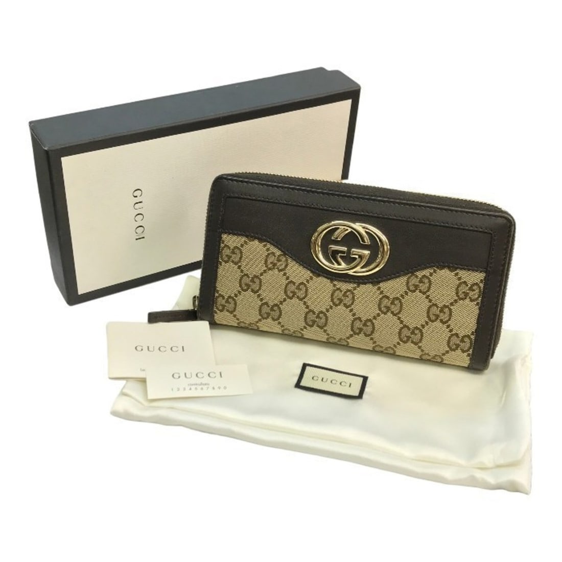 GUCCI GG Canvas SUKEY Long Wallet for Men and Women, Round Zip, Brown, 308012: --- Catalog ---Category: SizeSize (HxWxD): 10cm x 19cm x 2.5cm / 3.93'' x 7.48'' x 0.98''Category: DesignType: Long wallet (bi-fold)Color: Beige, BrownGender: Men,WomenMaterial: GG canvas , Leather Ca