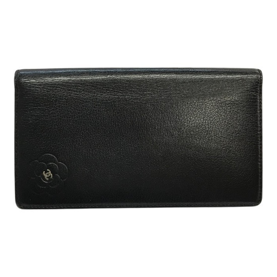 CHANEL Women's Bi-fold Leather Long Wallet with Camellia Design, Black: --- Catalog ---Category: SizeSize (HxWxD): 10.5cm x 18.5cm x 2cm / 4.13'' x 7.28'' x 0.78''Category: DesignType: Long wallet (bi-fold)Color: BlackGender: WomenMaterial: Leather Category: GeneralLine: 