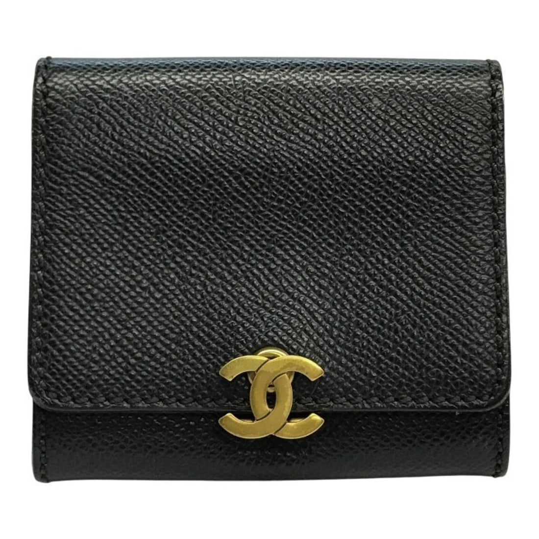 CHANEL Trifold Wallet/Coin Purse for Women, Caviar Leather, Black: --- Catalog ---Category: SizeSize (HxWxD): 9cm x 9.5cm x 2cm / 3.54'' x 3.74'' x 0.78''Category: DesignType: Wallet (bi-fold)Color: BlackGender: WomenMaterial: Leather Category: GeneralBrand: ChanelCo