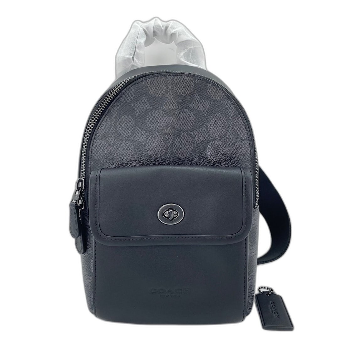 Coach Small Turnlock Sling Pack Signature Canvas Body Bag Black: --- Catalog ---Category: SizeSize (HxWxD): 23cm x 16cm x 7cm / 9.05'' x 6.29'' x 2.75''Category: DesignType: Sling bagColor: BlackGender: WomenMaterial: Signature line Category: GeneralBrand: Coach---