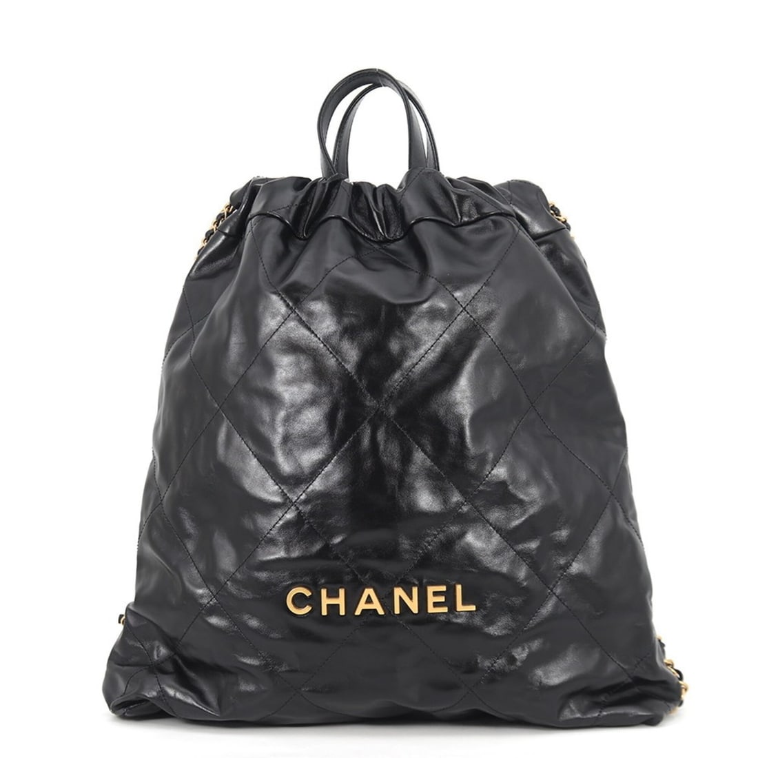 Chanel Backpack, 22 Large, Shiny Calf Leather AS3313, CHANEL Handbag, Black, Women's: --- Catalog ---Category: SizeSize (HxWxD): 40cm x 35cm x 8cm / 15.74'' x 13.77'' x 3.14''Category: DesignType: HandbagColor: BlackGender: WomenCategory: GeneralMPN: AS3313Brand: ChanelCountry of Origi