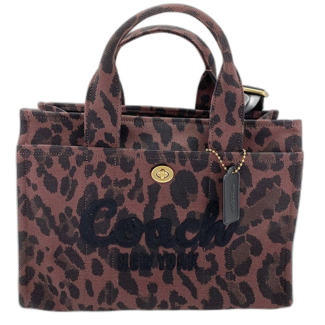 Coach Cargo Tote - Leopard Print 2-Way Embroidered Bag, Canvas, Brown: --- Catalog ---Category: SizeSize (HxWxD): 25cm x 34cm x 14cm / 9.84'' x 13.38'' x 5.51''Category: DesignType: Tote bagColor: BrownGender: WomenMaterial: Canvas Category: GeneralBrand: Coach--- Item L