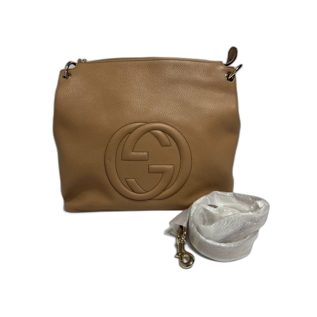 Gucci 2-way Soho handbag, leather, brown.: --- Catalog ---Category: SizeHandle Drop: 11.00cm / 4.33''Size (HxWxD): 2cm x 4cm x 14cm / 0.78'' x 1.57'' x 5.51''Strap Length: 90cm - 100cm / 35.43'' - 39.36''Category: DesignType: HandbagColor: Bro