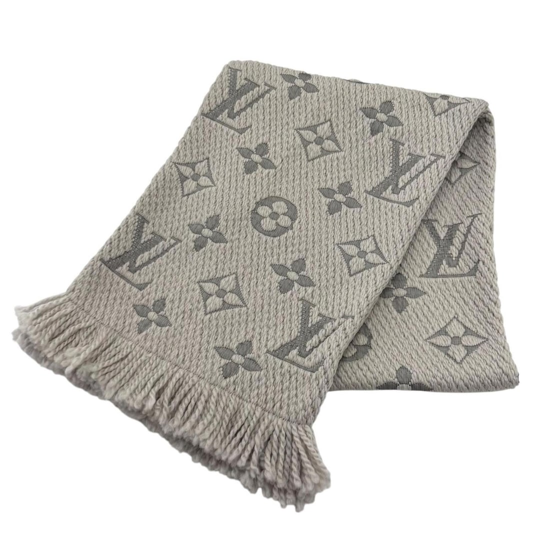 LOUIS VUITTON M74742 Echarpe Logomania Wool Silk Blend Gris Perle Fringe Stole Scarf - Made in Italy: --- Catalog ---Category: SizeSize (LxW): 1.51m x 29cm / 59.44'' x 11.41''Category: DesignType: StoleGender: WomenMaterial: Wool , Silk Category: GeneralMPN: M74742Brand: Louis VuittonCountry of Origin