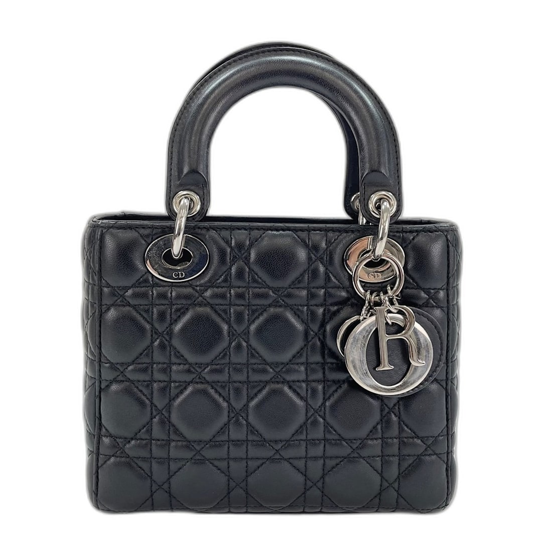 Christian Dior Lady Small 2-Way Handbag, Leather, Black: --- Catalog ---Category: SizeSize (HxWxD): 17cm x 20cm x 8cm / 6.69'' x 7.87'' x 3.14''Category: DesignType: HandbagColor: BlackGender: WomenMaterial: Leather Category: GeneralBrand: Christian Dior---