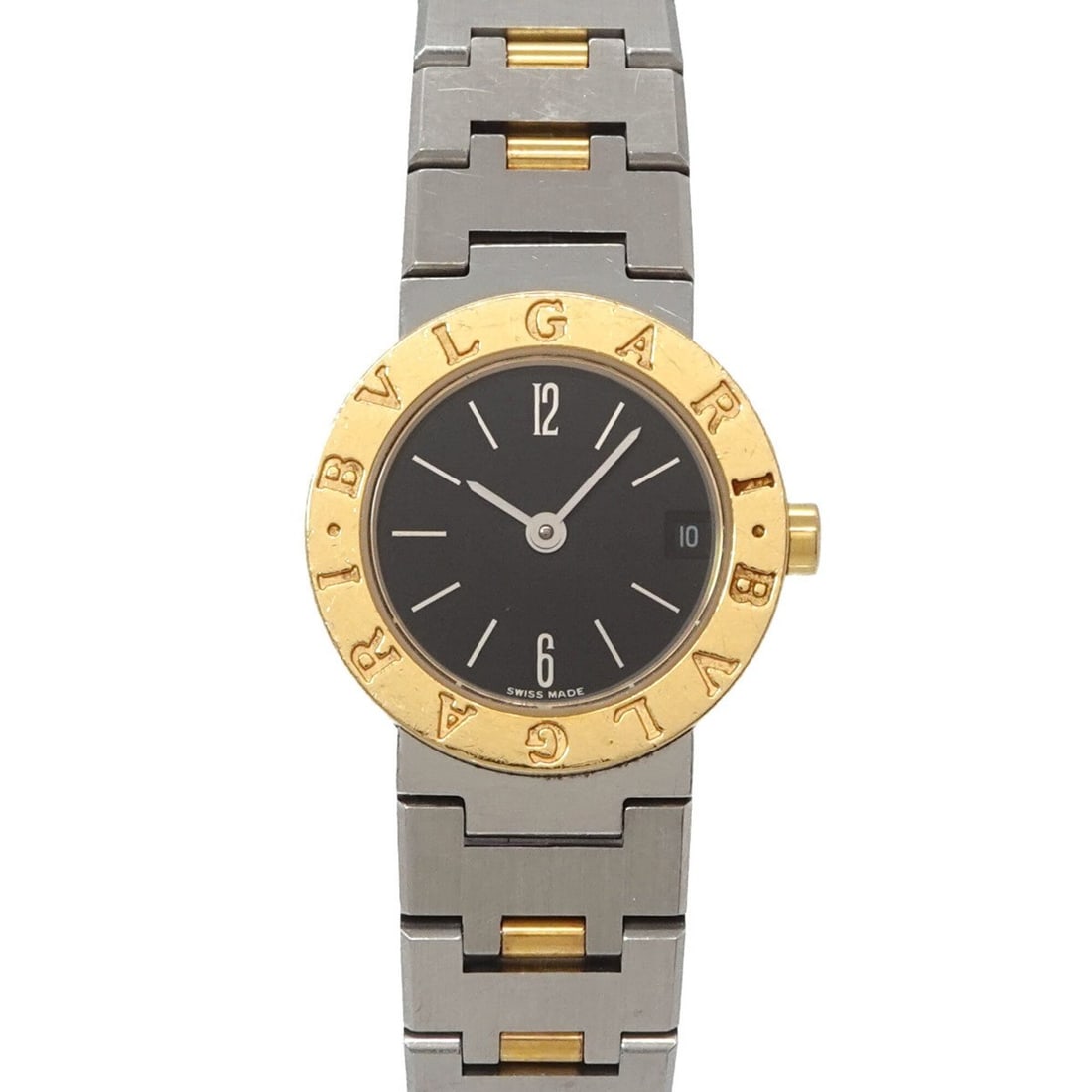 BVLGARI BB23SGD Women's Watch Date Black YG Yellow Gold Quartz: --- Catalog ---Category: SizeWrist Size: 15cm / 5.9''Case Diameter: 23mm / 0.91''Category: DesignType: WristwatchGender: WomenColor (Dial): BlackMaterial (Band): Stainless steel, Yellow goldMaterial (