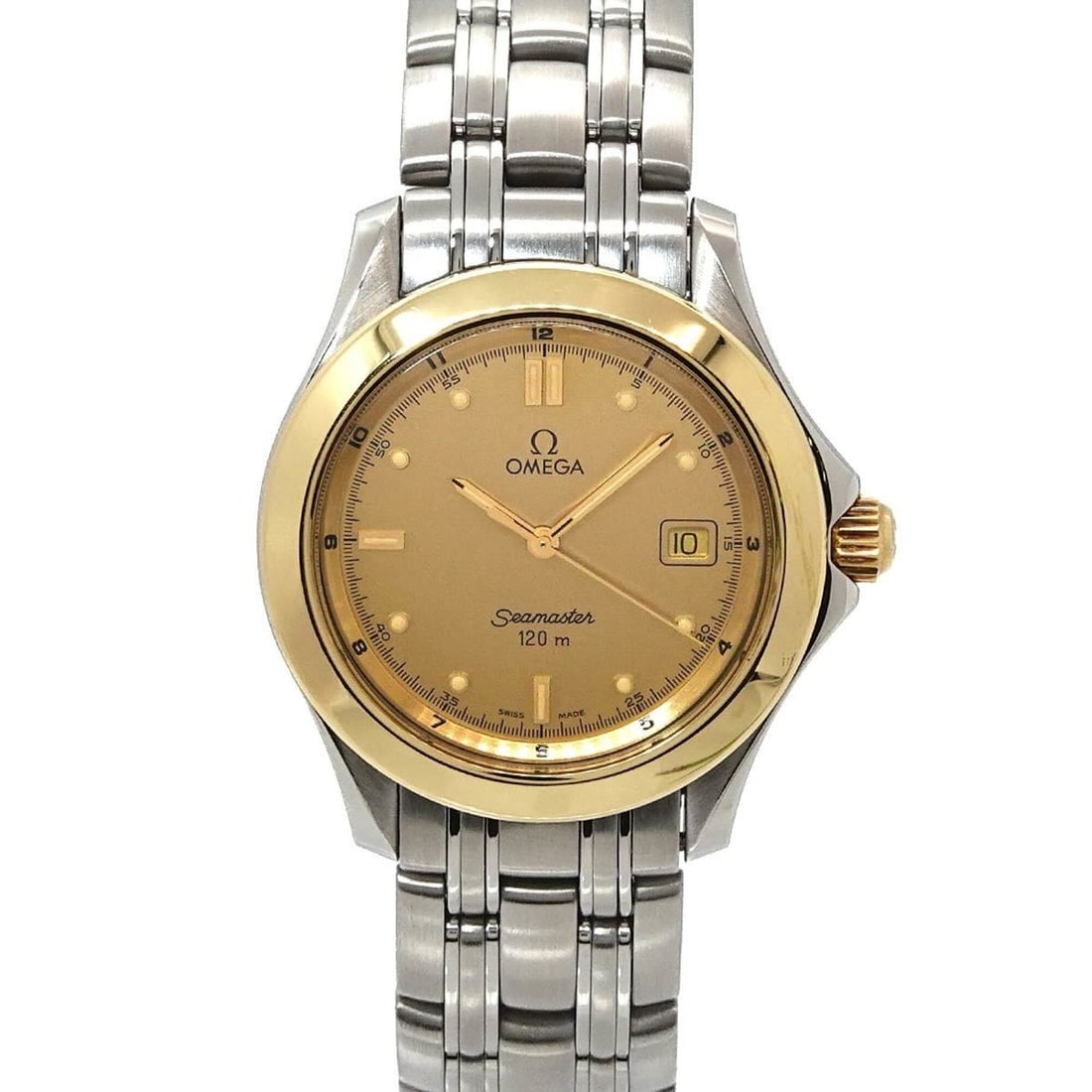 Omega Seamaster 120 2311 10 Two-Tone Men's Watch, Date, Gold (YG), Yellow Gold, Quartz Watch: --- Catalog ---Category: SizeWrist Size: 17cm / 6.69''Case Diameter: 36mm / 1.42''Category: DesignType: WristwatchGender: MenColor (Dial): GoldMaterial (Band): Stainless steel, Yellow goldMaterial (Ca
