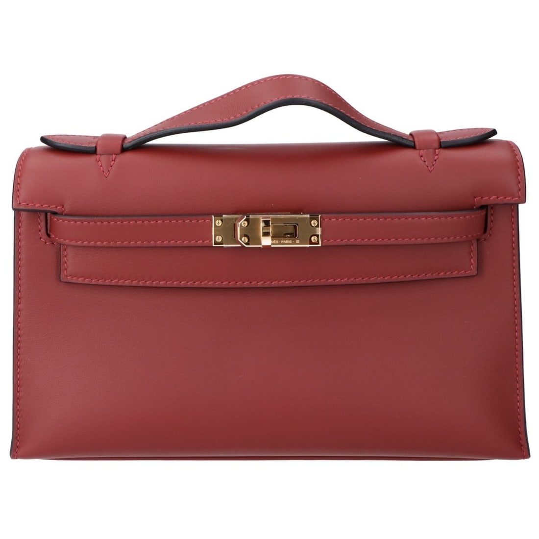 HERMES Hermes G stamp Rouge H Veau Swift hardware Pochette Kelly handbag - Women's (1 of 20)