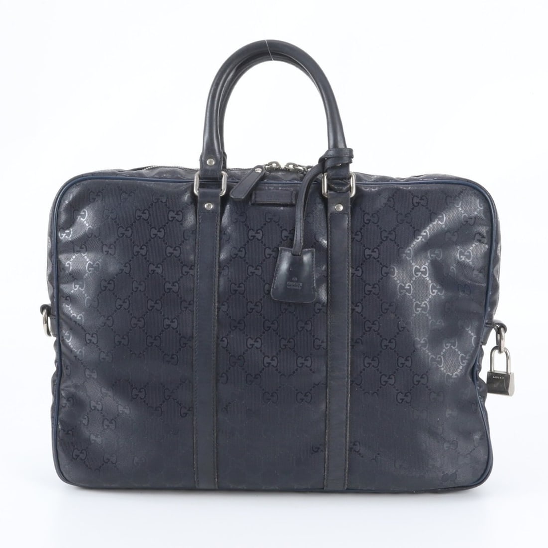 Gucci GG Imprime 201430 Leather Handbag Briefcase Tote Bag Navy Men's: --- Catalog ---Category: SizeSize (HxWxD): 29cm x 42cm x 5cm / 11.41'' x 16.53'' x 1.96''Category: DesignType: Briefcase, Tote bagColor: NavyGender: MenMaterial: Leather , Coated canvas Category: Gene